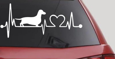 Dachshund Love Heartbeat Lifeline Monitor Dog Car or Truck Window Vinyl Decal Sticker