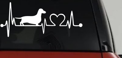 Dachshund Love Heartbeat Lifeline Monitor Dog Car or Truck Window Vinyl Decal Sticker
