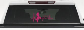 Mermaid Love Heartbeat Lifeline Monitor Car or Truck Window Decal Sticker (Hot Pink)