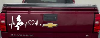 Mermaid Love Heartbeat Lifeline Monitor Car or Truck Window Decal Sticker (White)