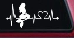 Mermaid Love Heartbeat Lifeline Monitor Car or Truck Window Decal Sticker