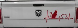 Cat Heartbeat Lifeline Love Car or Truck Window Vinyl Decal Sticker (Burgundy)