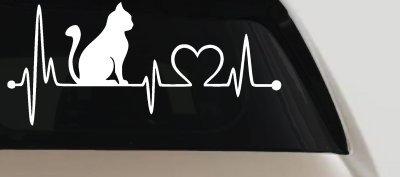 Cat Heartbeat Lifeline Love Car or Truck Window Vinyl Decal Sticker