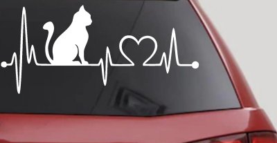 Cat Heartbeat Lifeline Love Car or Truck Window Vinyl Decal Sticker