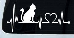 Cat Heartbeat Lifeline Love Car or Truck Window Decal Sticker