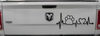 Pet Paw Heartbeat Lifeline Dog Love Car or Truck Window Decal Sticker (Matte Black)