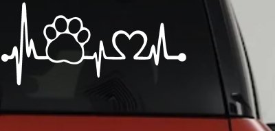 Pet Paw Heartbeat Lifeline Dog Love Car or Truck Window Vinyl Decal Sticker