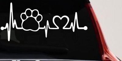 Pet Paw Heartbeat Lifeline Dog Love Car or Truck Window Vinyl Decal Sticker