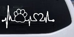 Pet Paw Heartbeat Lifeline Dog Love Car or Truck Window Decal Sticker