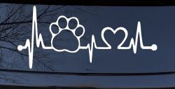 Pet Paw Heartbeat Lifeline Dog Love Car or Truck Window Decal Sticker