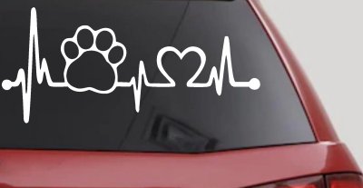 Pet Paw Heartbeat Lifeline Dog Love Car or Truck Window Vinyl Decal Sticker