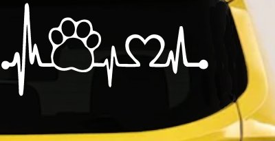 Pet Paw Heartbeat Lifeline Dog Love Car or Truck Window Vinyl Decal Sticker