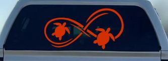 Sea Turtle Infinity Car or Truck Window Decal Sticker (Orange Red)