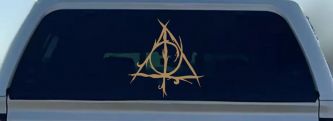 Deathly Hallows Sci Fi Car or Truck Window Decal Sticker (Light Brown)