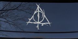 Deathly Hallows Sci Fi Car or Truck Window Decal Sticker (Light Gray)