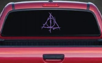 Deathly Hallows Sci Fi Car or Truck Window Vinyl Decal Sticker (Purple)