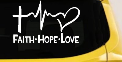 Faith Hope Love Cross and Heart Heartbeat Christian Car or Truck Window Vinyl Decal Sticker