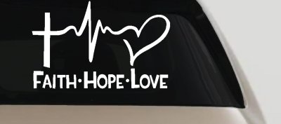 Faith Hope Love Cross and Heart Heartbeat Christian Car or Truck Window Vinyl Decal Sticker