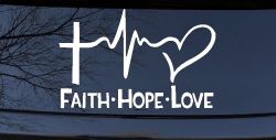 Faith Hope Love Cross and Heart Heartbeat Christian Car or Truck Window Decal Sticker
