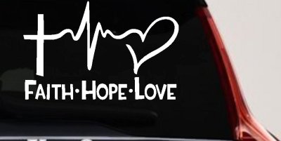 Faith Hope Love Cross and Heart Heartbeat Christian Car or Truck Window Vinyl Decal Sticker