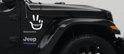 Jeep Wave Peace Sign Off Road Car or Truck Window Decal Sticker (White)