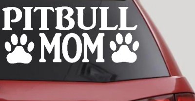 Pitbull Mom with Paw Prints Car or Truck Window Vinyl Decal Sticker
