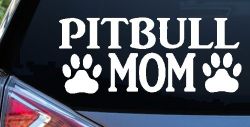 Pitbull Mom with Paw Prints Car or Truck Window Decal Sticker