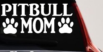 Pitbull Mom with Paw Prints Car or Truck Window Vinyl Decal Sticker