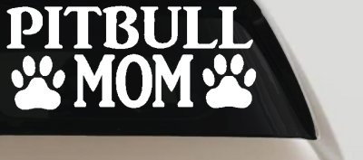 Pitbull Mom with Paw Prints Car or Truck Window Vinyl Decal Sticker
