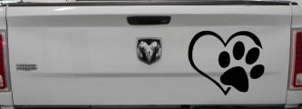 Animal Lover Heart with Cat or Dog Paw Print Car or Truck Window Decal Sticker (Black)