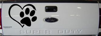 Animal Lover Heart with Cat or Dog Paw Print Car or Truck Window Decal Sticker (Matte Black)