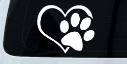 Animal Lover Heart with Cat or Dog Paw Print Car or Truck Window Decal Sticker