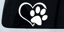 Animal Lover Heart with Cat or Dog Paw Print Car or Truck Window Decal Sticker