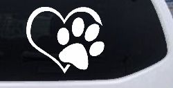 Animal Lover Heart with Cat or Dog Paw Print Car or Truck Window Decal Sticker
