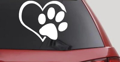 Animal Lover Heart with Cat or Dog Paw Print Car or Truck Window Vinyl Decal Sticker
