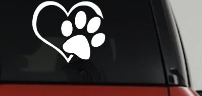 Animal Lover Heart with Cat or Dog Paw Print Car or Truck Window Vinyl Decal Sticker