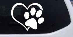 Animal Lover Heart with Cat or Dog Paw Print Car or Truck Window Decal Sticker