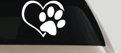 Animal Lover Heart with Cat or Dog Paw Print Car or Truck Window Vinyl Decal Sticker