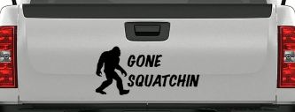 Gone Squatchin Bigfoot Hunting Car or Truck Window Decal Sticker (Black)