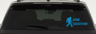 Gone Squatchin Bigfoot Hunting Car or Truck Window Vinyl Decal Sticker (Blue)