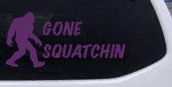 Gone Squatchin Bigfoot Hunting Car or Truck Window Vinyl Decal Sticker (Violet)