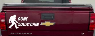 Gone Squatchin Bigfoot Hunting Car or Truck Window Vinyl Decal Sticker (White)