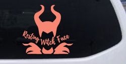Funny Resting Witch Face Maleficent Car or Truck Window Decal Sticker (Coral)