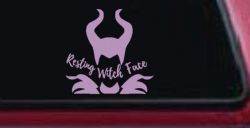 Funny Resting Witch Face Maleficent Car or Truck Window Decal Sticker (Lilac)