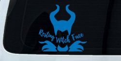 Funny Resting Witch Face Maleficent Car or Truck Window Decal Sticker (Sky Blue)