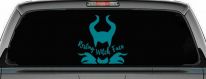 Funny Resting Witch Face Maleficent Car or Truck Window Decal Sticker (Turquoise Blue)
