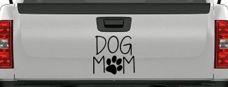 Dog Mom with Paw Print Car or Truck Window Decal Sticker (Black)