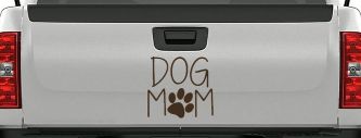 Dog Mom with Paw Print Car or Truck Window Decal Sticker (Brown)