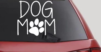 Dog Mom with Paw Print Car or Truck Window Vinyl Decal Sticker