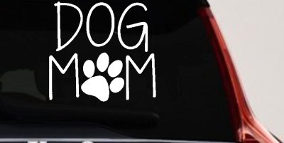 Dog Mom with Paw Print Car or Truck Window Vinyl Decal Sticker